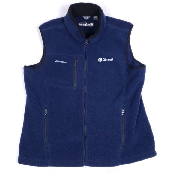 Eddie Bauer Fleece Vest XL Navy Blue Full Zip Outdoor Hiking Layering EB204 - Picture 1 of 7